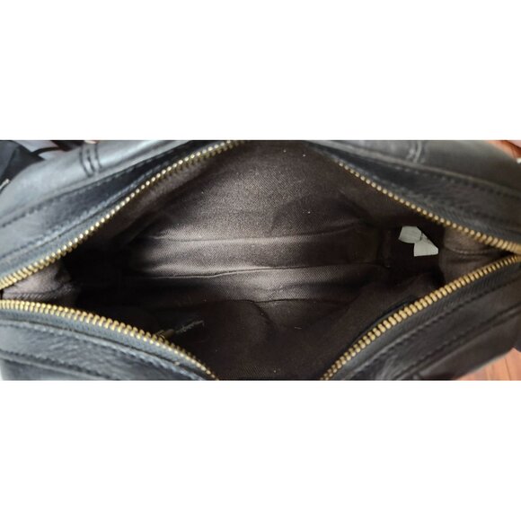 Madewell Black Leather Crossbody Bag Tassel Adjustable Strap Brass Hardware - Picture 12 of 15